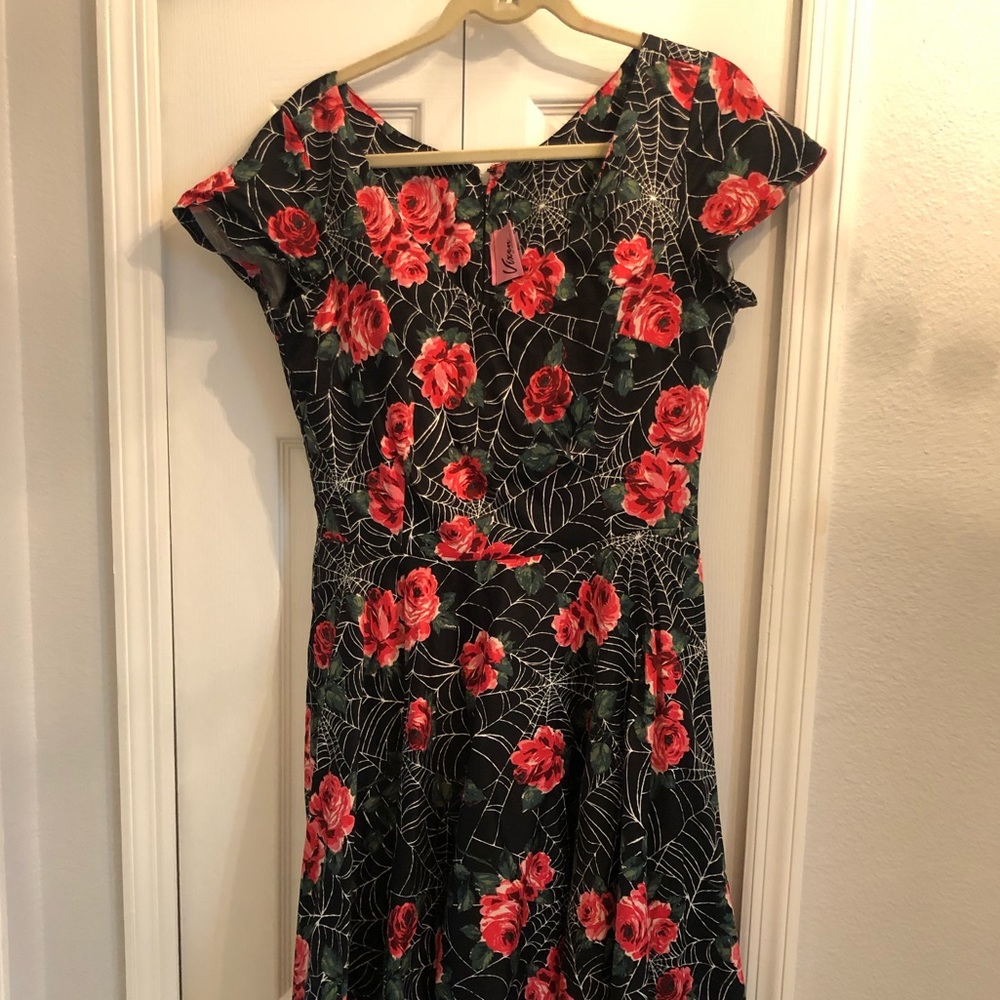 Spiderweb & Roses Swing Dress VIXEN